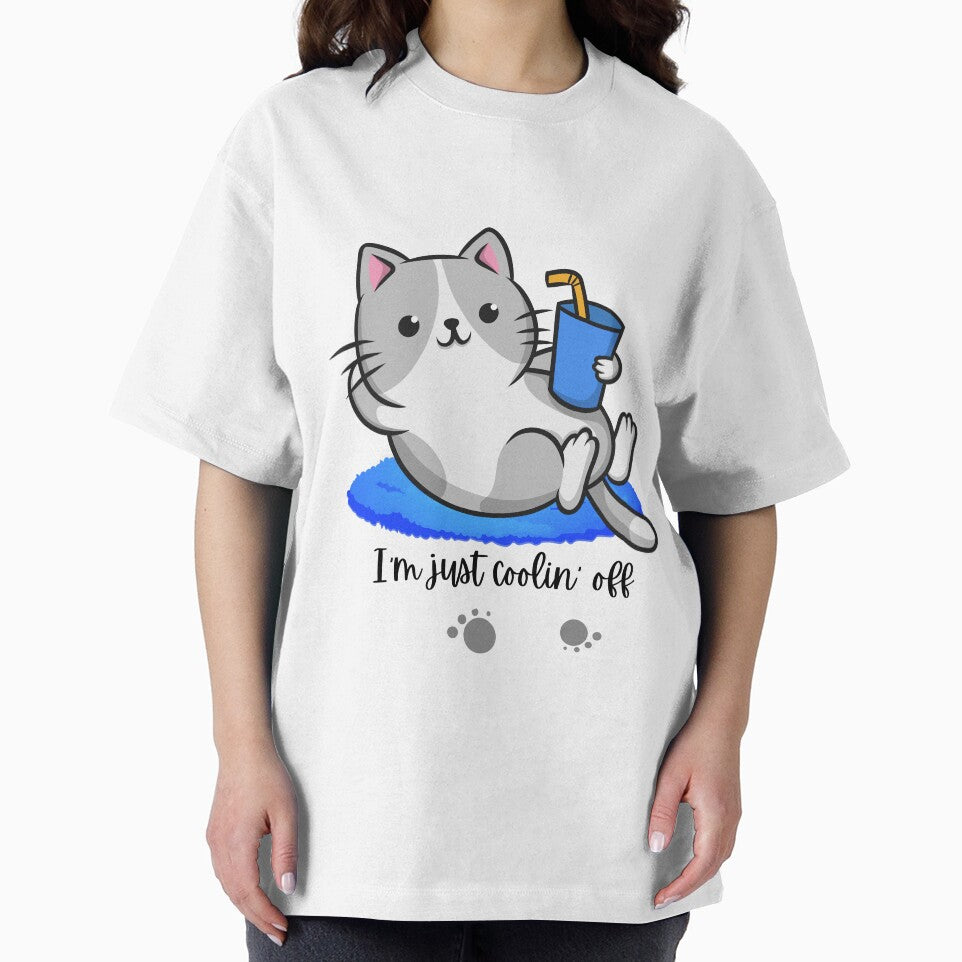 Funny Cat Gifts: I'm Just Coolin' Off. by BobbyTee Merch T-Shirts, Hoodie, Sweatshirt | BlankRebels.com (Image 2)