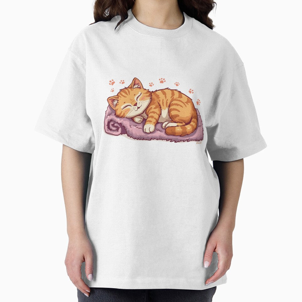 Lazy Orange Tabby Cat Lounging Chill Vibes T-Shirt | Cute Cat Mom Gift by Falconwolf