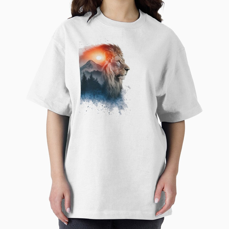 Double exposure of a lion and a mountain natural scenery by MRFEZOO2030 T-Shirts, Hoodie, Sweatshirt (Image 2)