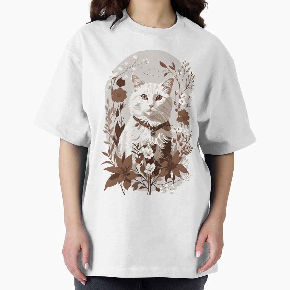 Kitty Cat Floral Botanical Vintage aesthetic Design by LoFiArtFart T-Shirts, Hoodie, Sweatshirt | BlankRebels.com (Image 2)