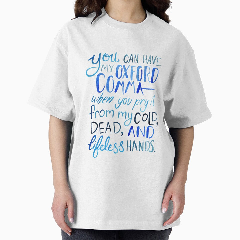 Oxford Comma Grammar Joke Blue Watercolour Typography by Kit Cronk T-Shirts, Hoodie, Sweatshirt | BlankRebels.com (Image 2)