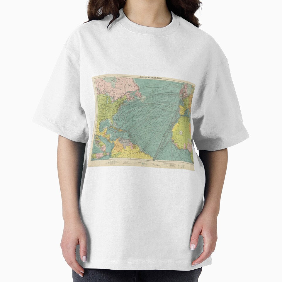 Vintage Atlantic Ocean Navigational Map (1922) by BravuraMedia T-Shirts, Hoodie, Sweatshirt | BlankRebels.com (Image 2)
