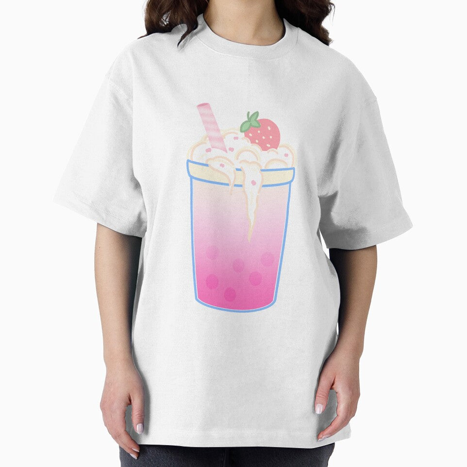 Cute and Aesthetic Stawberry Milk Bubble Tea by Momoliart T-Shirts, Hoodie, Sweatshirt | BlankRebels.com (Image 2)