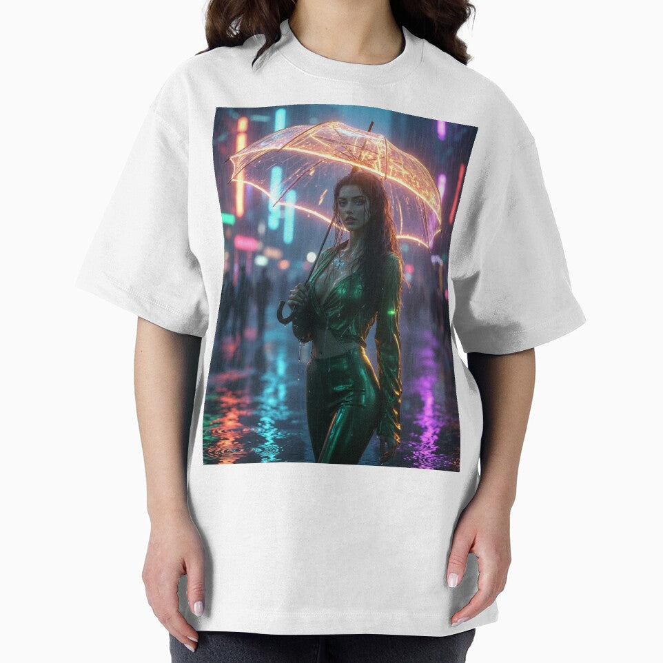 Sara BrokenNeonUmbrella CyberpunkRain by Rashidho T-Shirts, Hoodie, Sweatshirt | BlankRebels.com (Image 2)