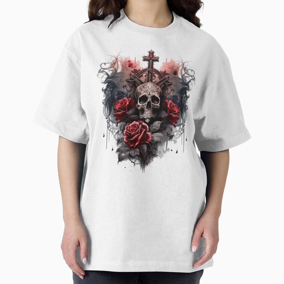 Romantic skull with his cross and his roses by Nickyvb T-Shirts, Hoodie, Sweatshirt | BlankRebels.com (Image 2)