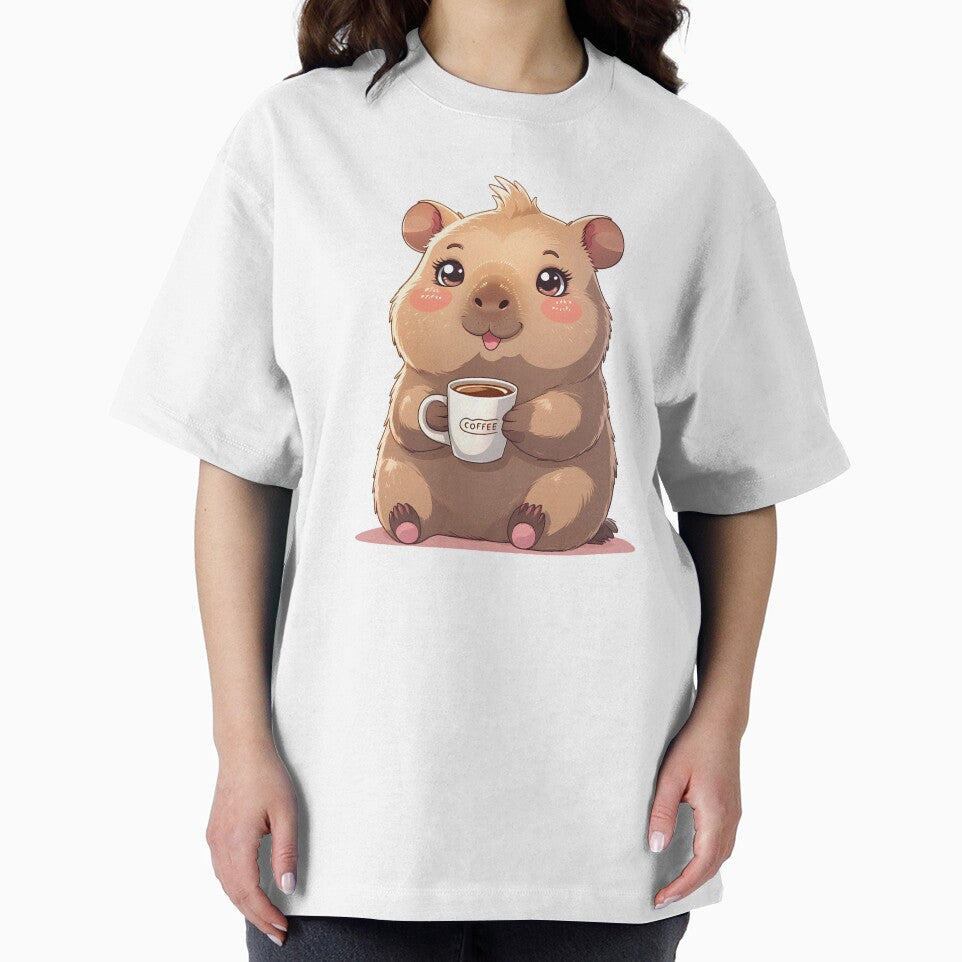 Kawaii Capybara Drinking Coffee by Liv Solara T-Shirts, Hoodie, Sweatshirt | BlankRebels.com (Image 2)