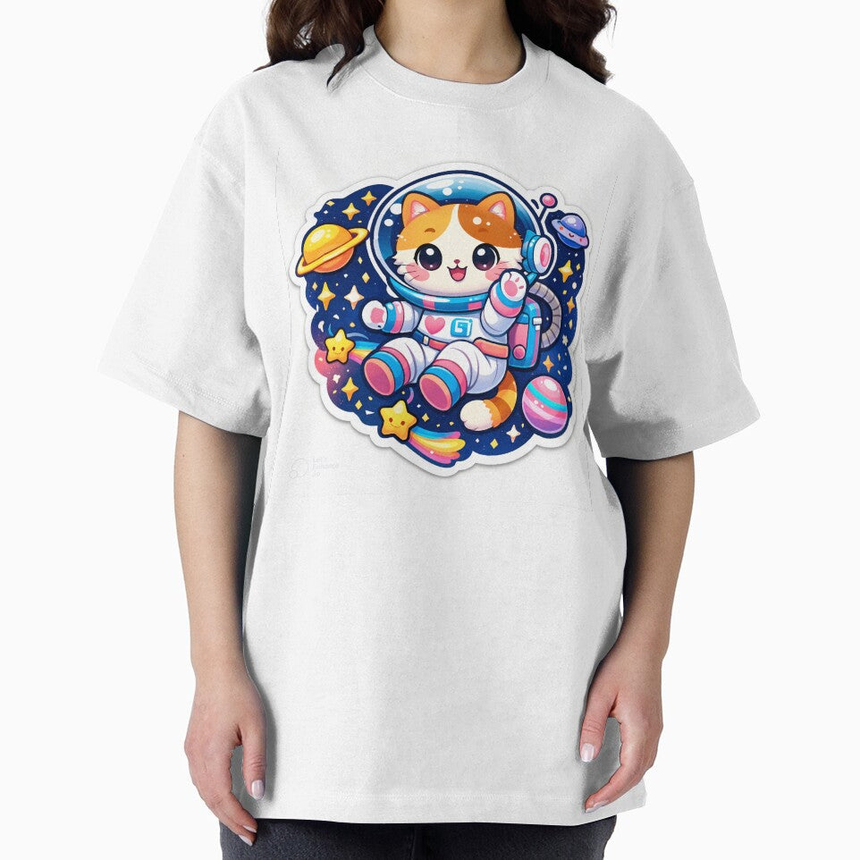 Cute Cat Astronaut in Space Kawaii Sticker by DesignEG T-Shirts, Hoodie, Sweatshirt | BlankRebels.com (Image 2)