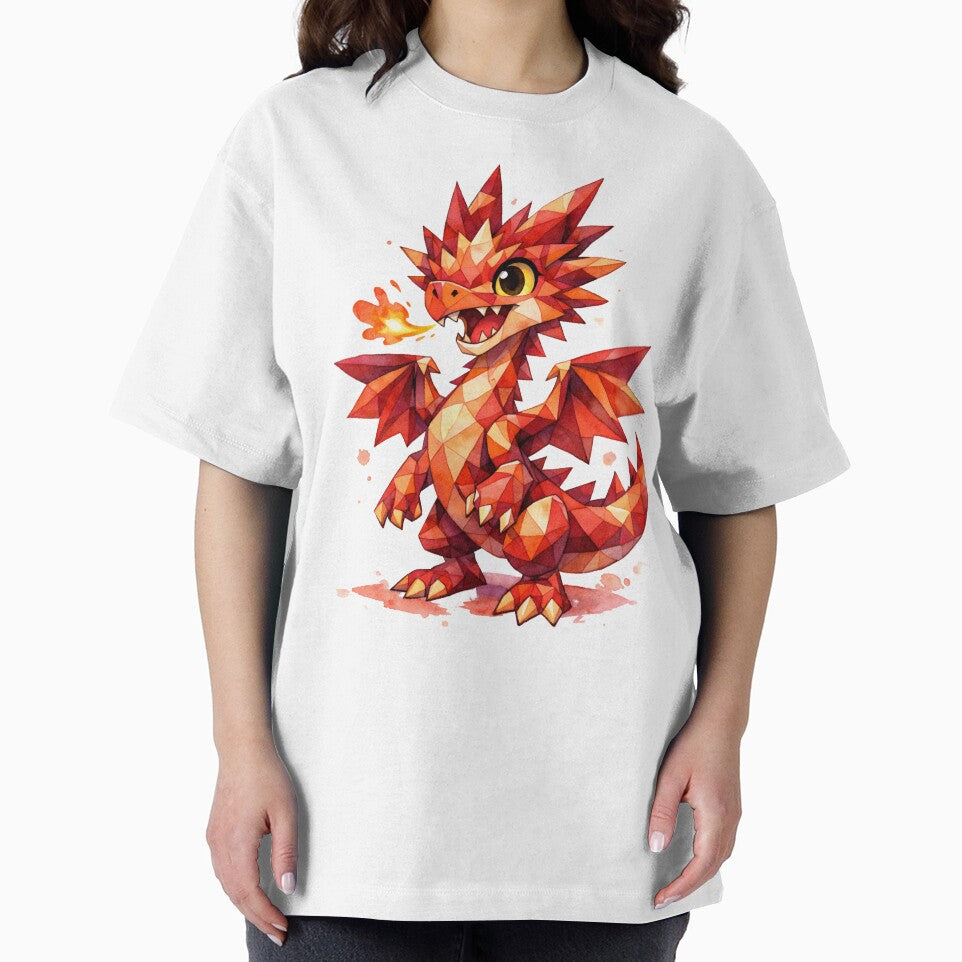 Cute Red / Orange / Gold Watercolour Triangle Dragon by inspired-works T-Shirts, Hoodie, Sweatshirt (Image 2)