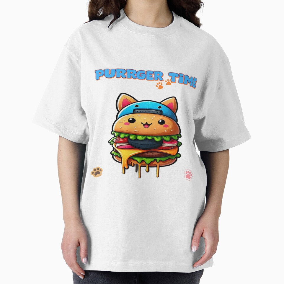 Purrger Time | Kawaii Burger Cat with Cap by Kesef Project by Kesef Project T-Shirts, Hoodie, Sweatshirt (Image 2)