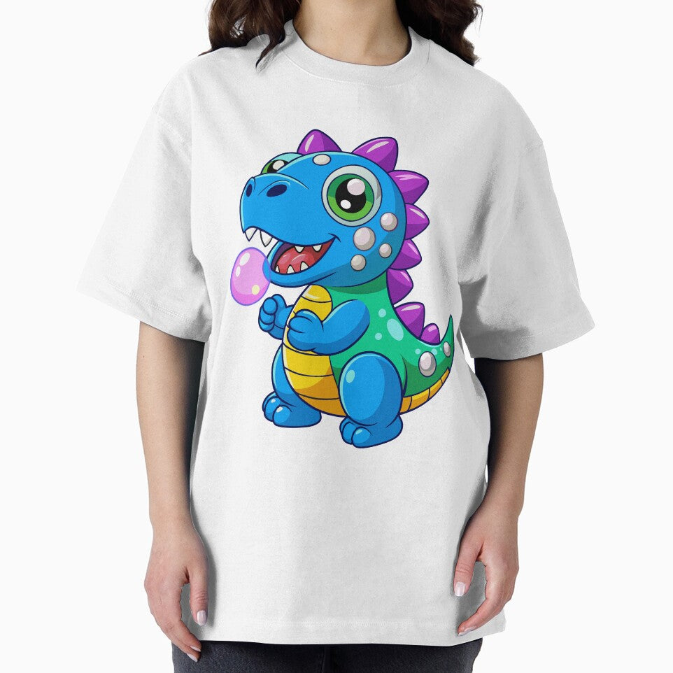 Playful Dinosaur Blowing Bubbles Sticker – Kawaii Vector Art on White Background by itsnaeem (36) T-Shirts,... (Image 2)