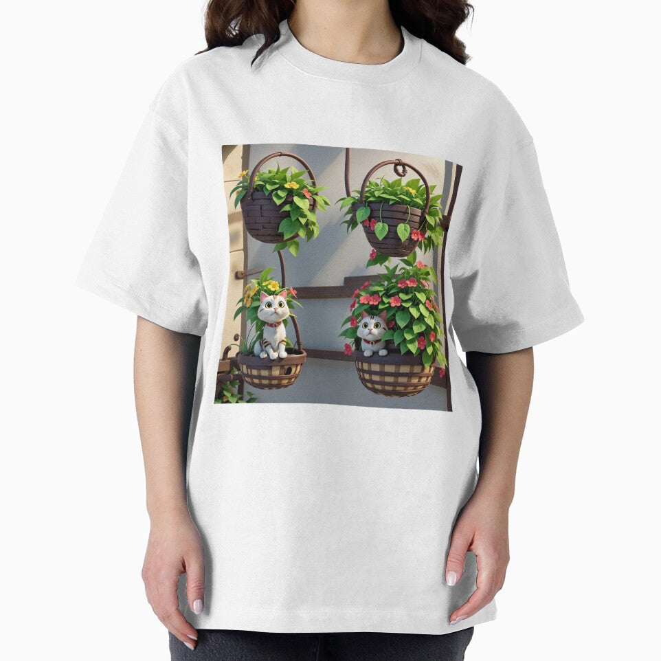Cat in hanging basket , Hanging Plants by VividPrints Store (+7k ⭐⭐⭐⭐⭐) T-Shirts, Hoodie, Sweatshirt (Image 2)