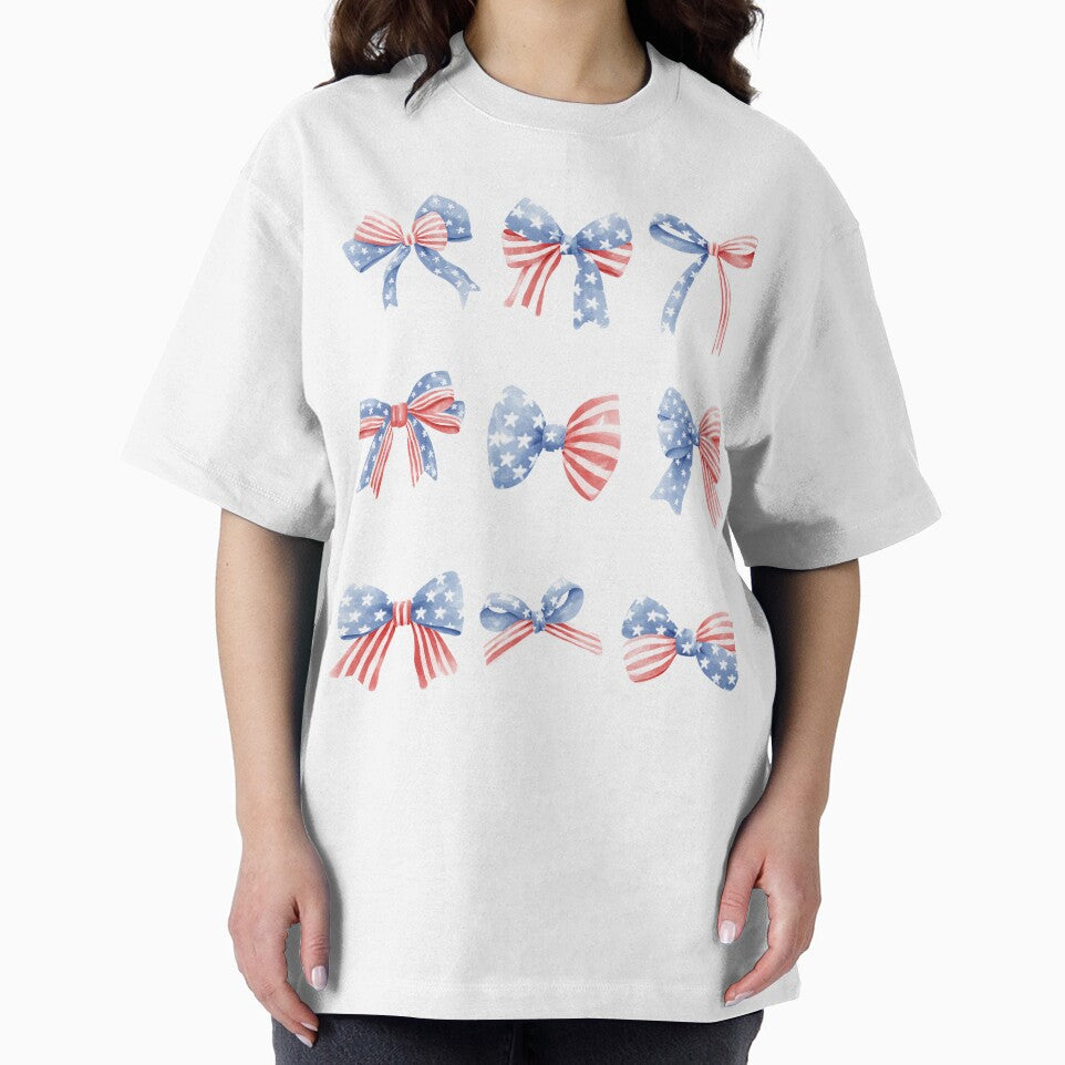 Coquette Bow American Tee | Independence Day Aesthetic Shirt | Gift for Her by desly-mode Hoodie, Sweatshirt (Image 2)
