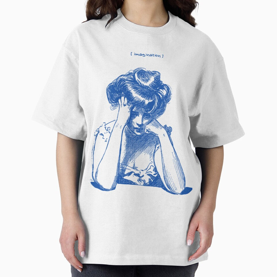 Vintage Minimalist Imagination Tee | Aesthetic Ink Drawing, Portrait of a Woman, Vintage Art by PlanetaA