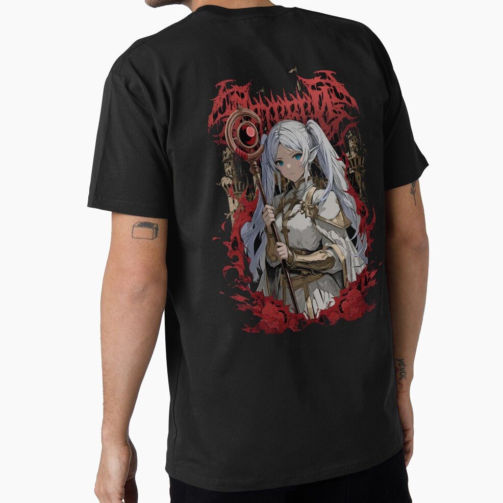 Dark Elf Mage Anime Art – Fantasy Magic Staff Aesthetic Design by Cloanime Art T-Shirts, Hoodie, Sweatshirt (Image 1)
