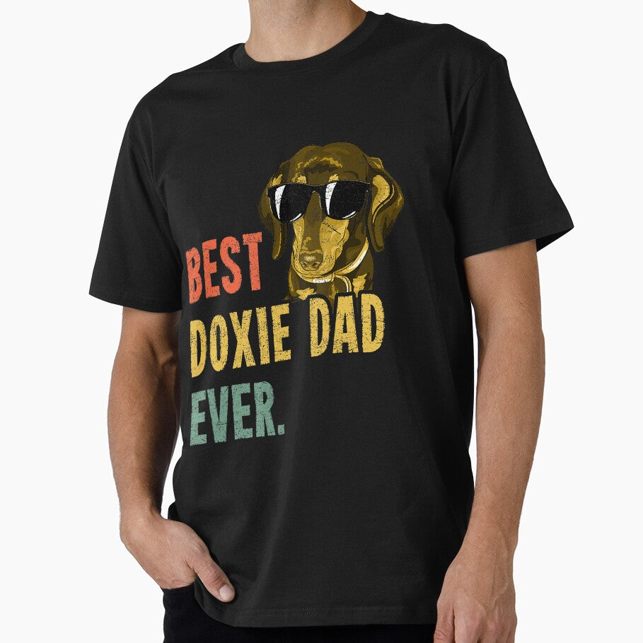 Best Doxie Dad Ever Retro Dog Funny Fathers Day Vintage T-Shirt by samishoops