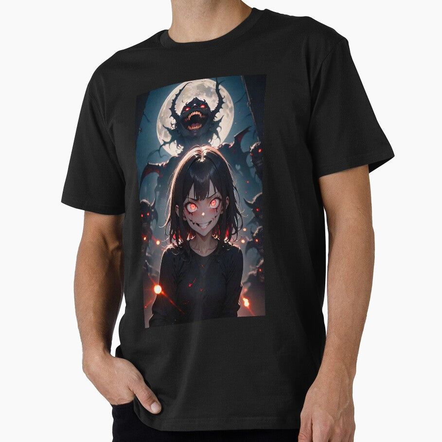 Manga monster girl with red eyes portrait by TheArtistOf2022 T-Shirts, Hoodie, Sweatshirt | BlankRebels.com (Image 1)