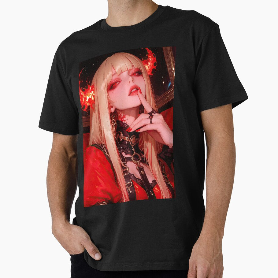 Manga Demon Girl Red Eyes Portrait T-Shirts, Hoodie, Sweatshirt