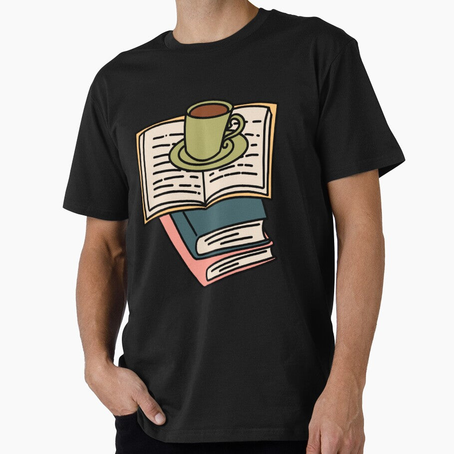 Books and Coffee Illustratio by Shiningsticker8 T-Shirts, Hoodie, Sweatshirt | BlankRebels.com (Image 1)