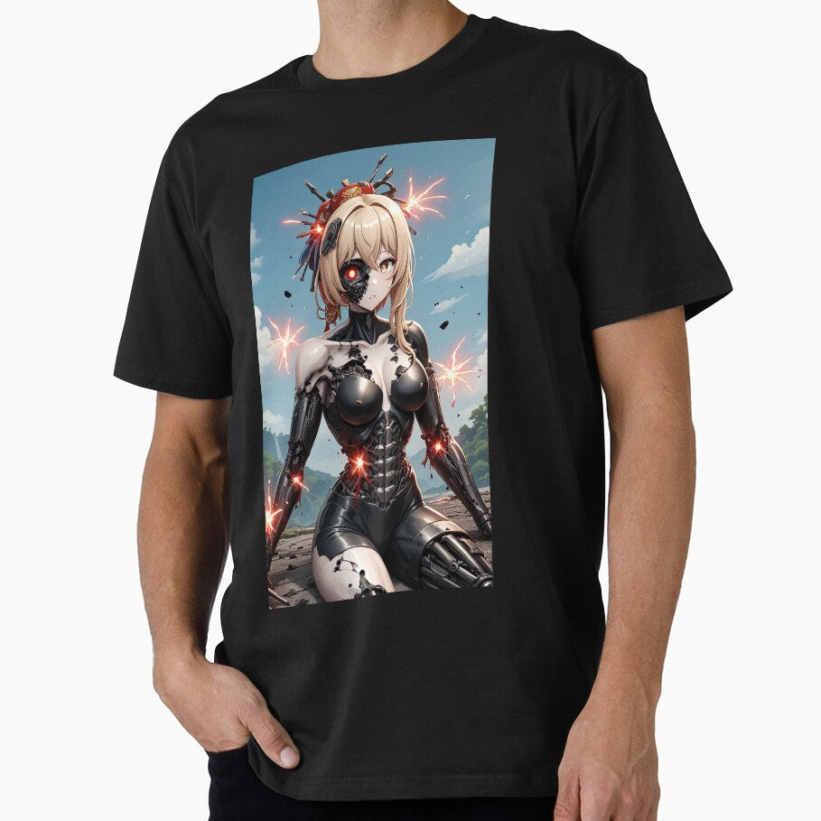 Manga bionic robotic girl portrait by TheArtistOf2022 T-Shirts, Hoodie, Sweatshirt | BlankRebels.com (Image 1)