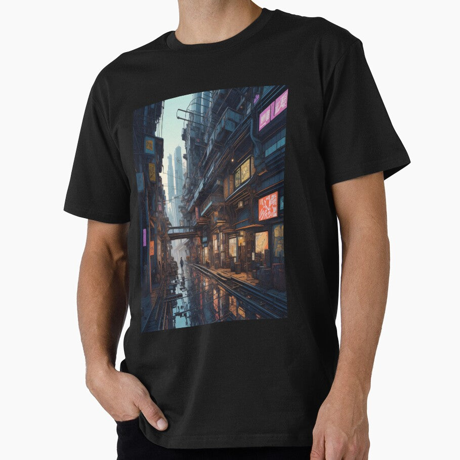 Cyberpunk rainy day street by shadowartsss T-Shirts, Hoodie, Sweatshirt | BlankRebels.com (Image 1)