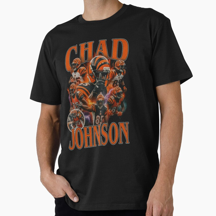 Chad Johnson Cincinnati Retro Football Design by TheArtOfCar T-Shirts, Hoodie, Sweatshirt | BlankRebels.com (Image 1)