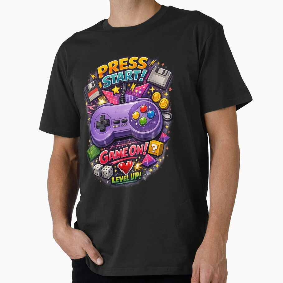 PRESS START! – Retro 90s Gaming Controller T-Shirts, Hoodie, Sweatshirt