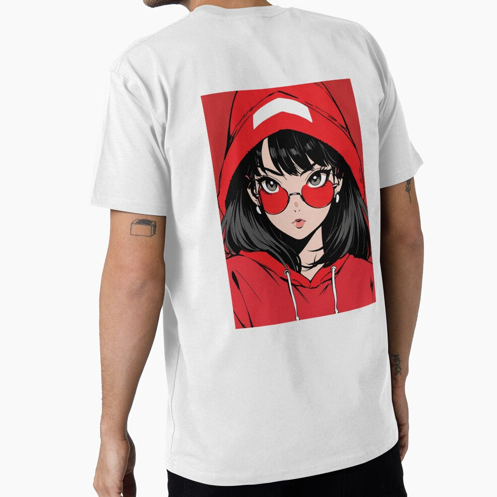 Retro 90s Anime Girl Red Hoodie Streetwear by ShadowsInk