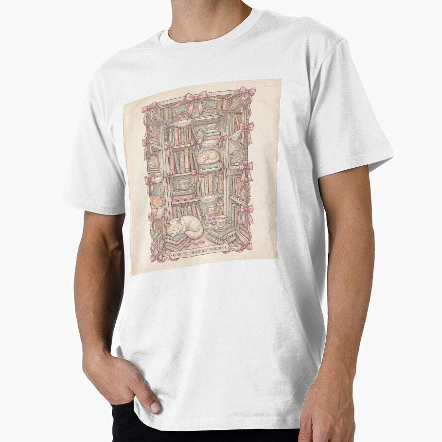 Coquette Maximalist Book Nook - Aesthetic Bow Library Art by houseoflushella T-Shirts, Hoodie, Sweatshirt (Image 1)