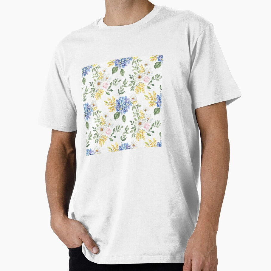 Seamless Watercolor Floral Pattern – Soft and Bright Blossoms by SOJI hanae T-Shirts, Hoodie, Sweatshirt (Image 1)