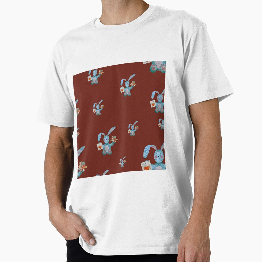 Rabbit Blue Flower Bouquet Flat Pattern Watercolor Red Yana Mustafina Boho Soulful T-Shirts, Hoodie, Sweatshirt