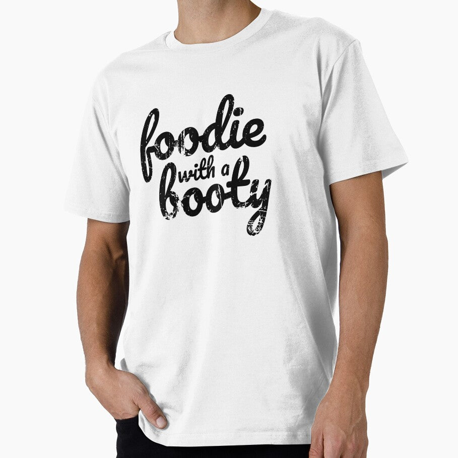 Foodie with a Booty cursive black text design for food lovers, food fans and anyone who eats food by doseofwin... (Image 1)