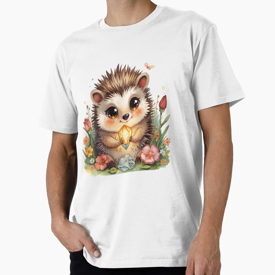 Hedgehog with crystal in the fairytale forest by SimonsDesignArt T-Shirts, Hoodie, Sweatshirt | BlankRebels.com (Image 1)