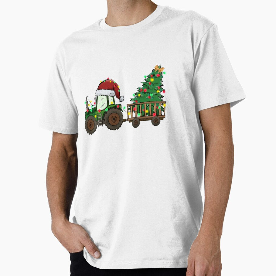 Happy New Year Tractor & Tree illustration by UArtWorld T-Shirts, Hoodie, Sweatshirt | BlankRebels.com (Image 1)