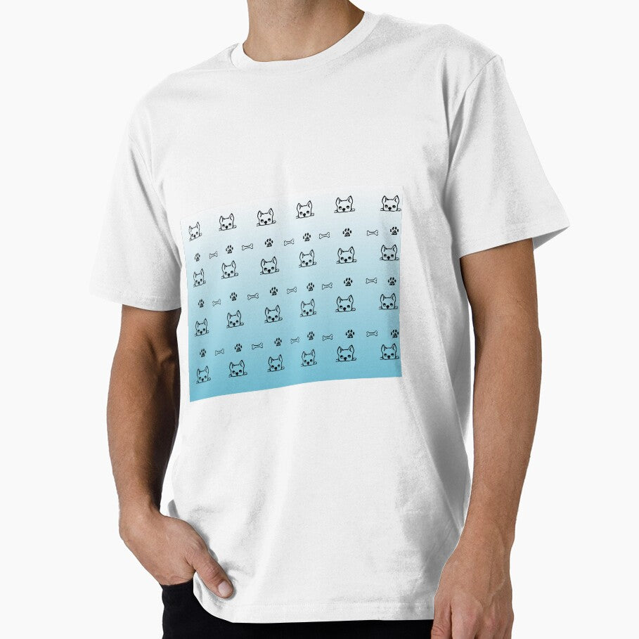 Dog Paw Bone Pattern White Blue T-Shirts, Hoodie, Sweatshirt