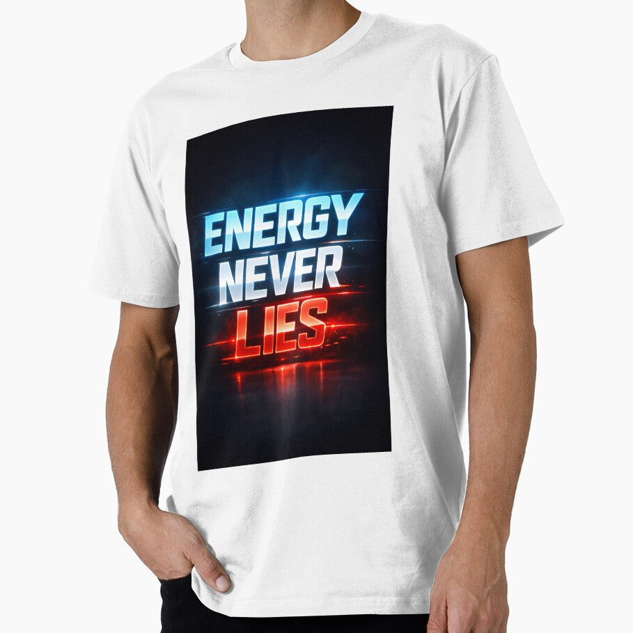 Energy Never Lies – Futuristic Neon Typography Poster by aragorn111 T-Shirts, Hoodie, Sweatshirt | BlankRebels.com (Image 1)