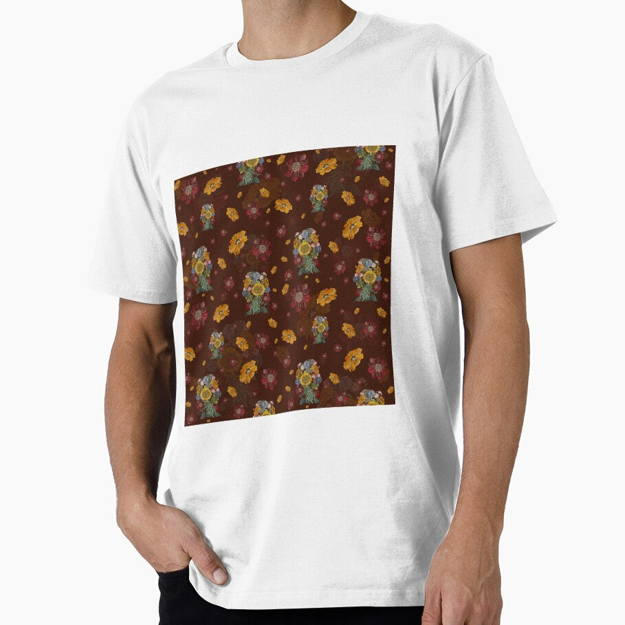 Bouquet flower seamless pattern on brown background by Yana Mustafina | Boho Soulful Designs T-Shirts, Hoodie,... (Image 1)