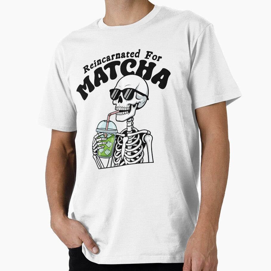Reincarnated For Matcha Skeleton Drinking Iced Matcha Funny Aesthetic by dianadouri