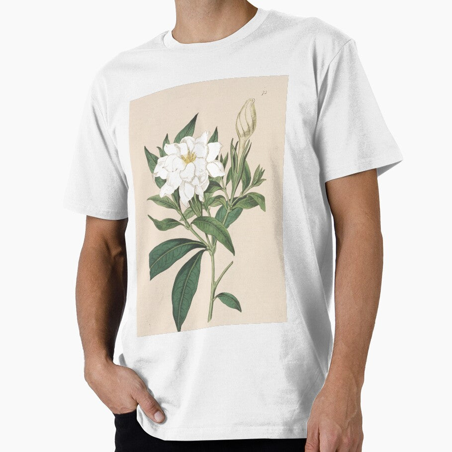 Cape Jasmine Illustration - Gardenia jasminoides by FloraObscura T-Shirts, Hoodie, Sweatshirt | BlankRebels.com (Image 1)