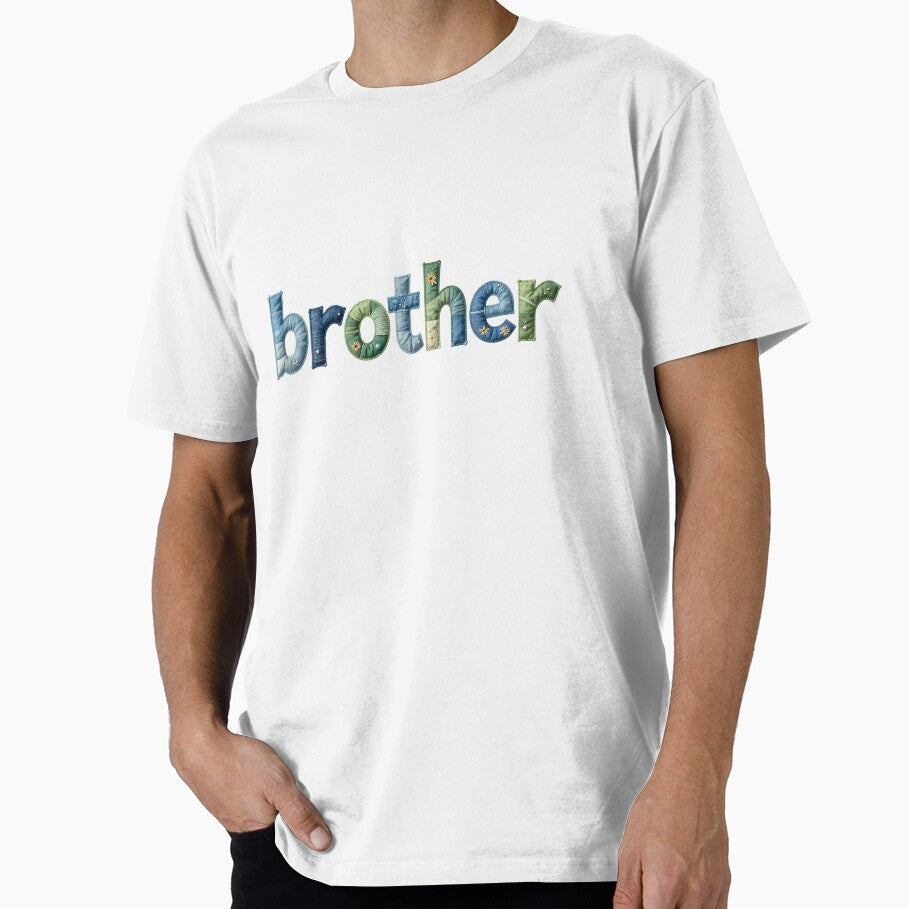 BROTHER - IN BLUE & GREEN FAUX LETTERING by AlexOBrienArt T-Shirts, Hoodie, Sweatshirt | BlankRebels.com (Image 1)