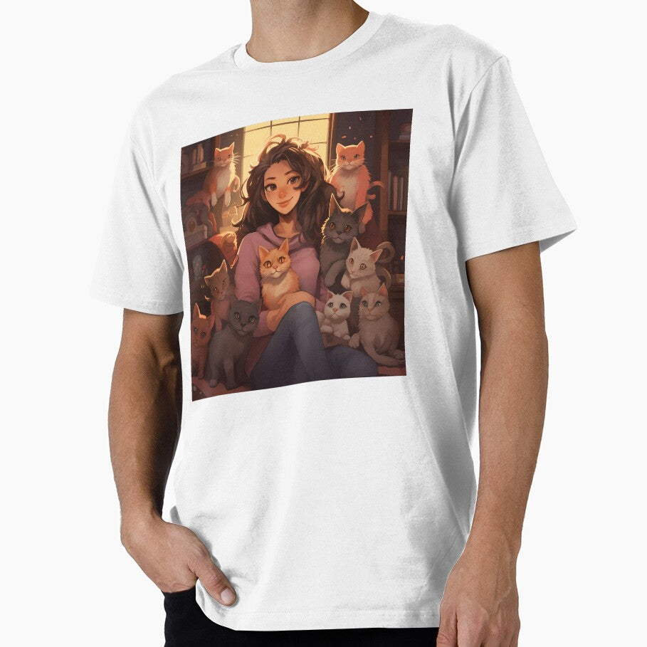 Smiling Brunette Cat Mom by dcrc T-Shirts, Hoodie, Sweatshirt | BlankRebels.com (Image 1)