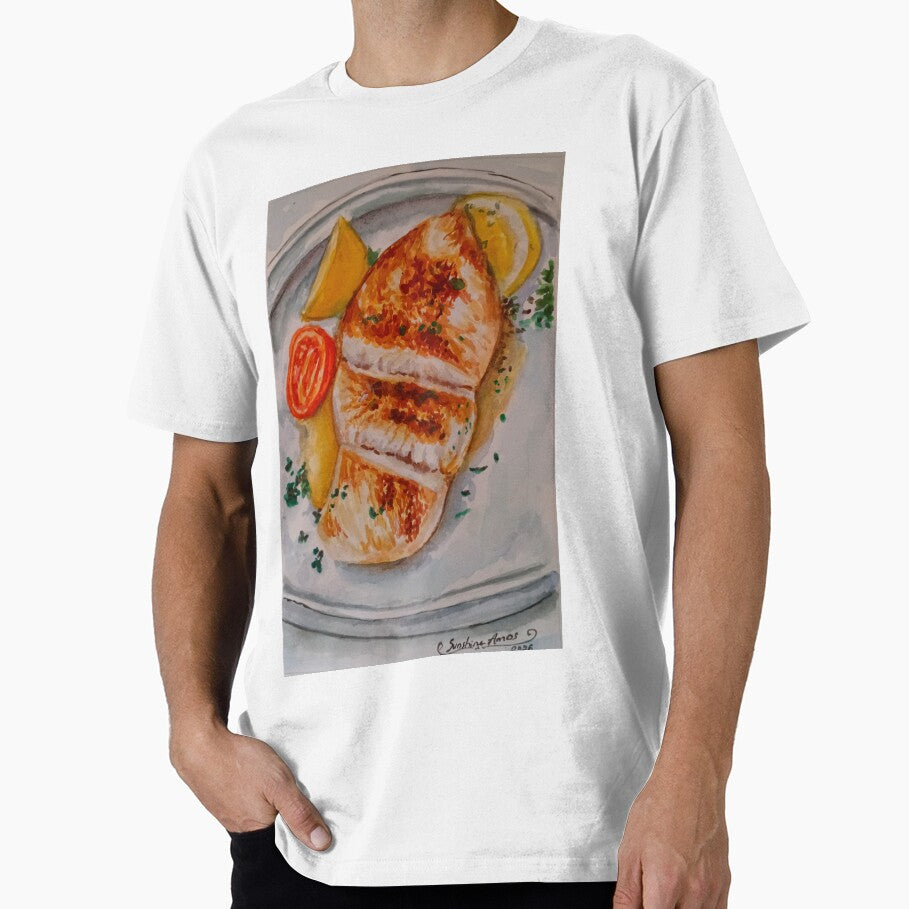 Lemon Butter Fillet Fish Watercolor Realistic Painting illustration by happiartworks T-Shirts, Hoodie, Sweatshirt (Image 1)