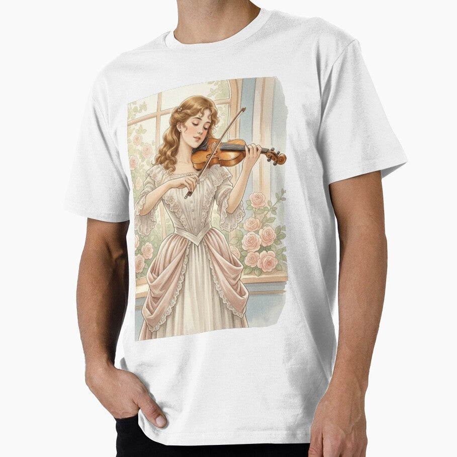 Vintage Victorian Violinist Aesthetic Romanticism Music Art by MAGICKEY2024 T-Shirts, Hoodie, Sweatshirt (Image 1)
