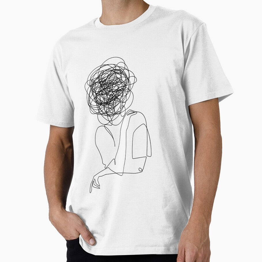 One Line Sketch | Head Overthinking by DeepJo T-Shirts, Hoodie, Sweatshirt | BlankRebels.com (Image 1)