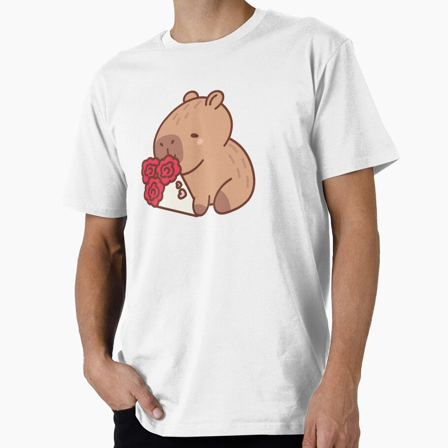 Cute Capybara with Love Flowers by PangDesu T-Shirts, Hoodie, Sweatshirt | BlankRebels.com (Image 1)