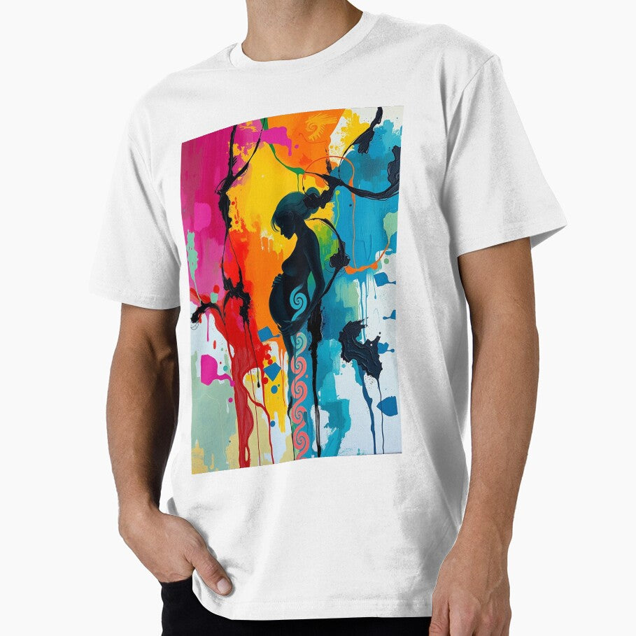 “Abstract Pregnant Woman Art – Colorful Motherhood Silhouette Painting” by PixelMusex T-Shirts, Hoodie, Sweatshirt (Image 1)