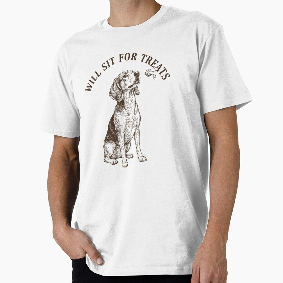 Will Sit for Treats Funny Dog Vintage Dog Humor by DIRTYSKETCHH