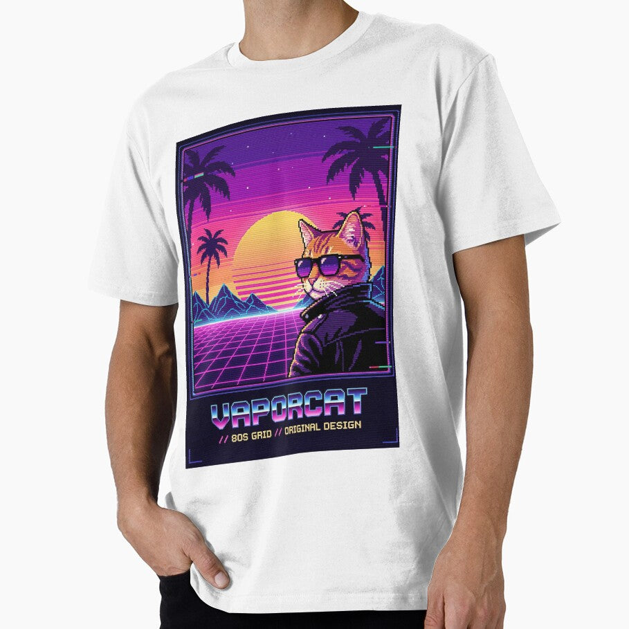 Retro Pixel Cat with Sunglasses | Vaporwave 80s Aesthetic by Delta89 T-Shirts, Hoodie, Sweatshirt | BlankRebels.com (Image 1)