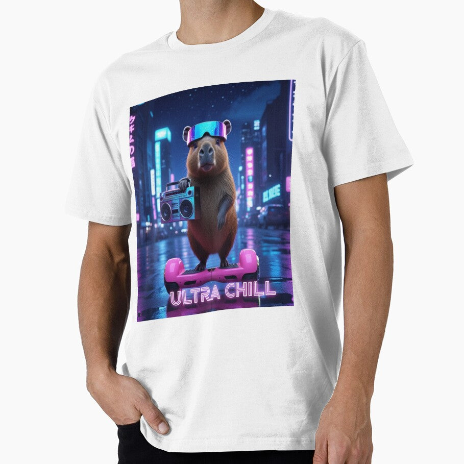 Ultra Chill Capybara - 80s Synthwave Retro Aesthetic by DigitalVibes Art, CreatorSpace, PixelMood. By... (Image 1)