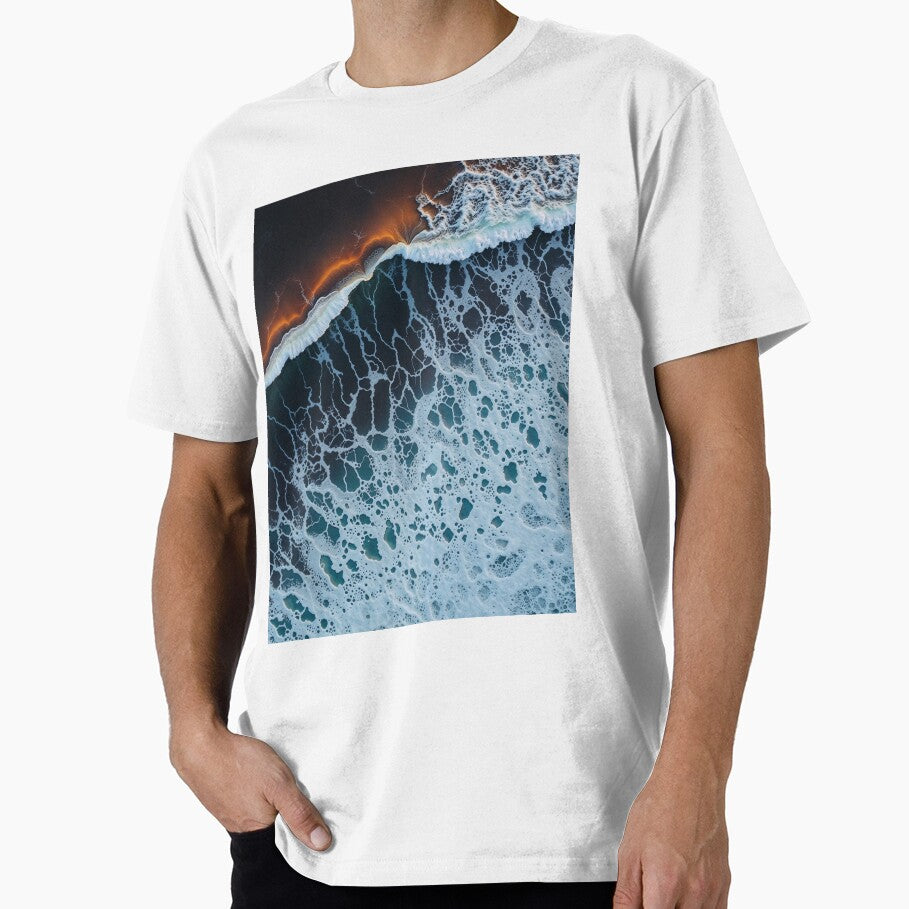 Aerial Ocean Waves – Abstract Sea Foam Texture in Deep Blue Water by RokaCircles T-Shirts, Hoodie, Sweatshirt (Image 1)