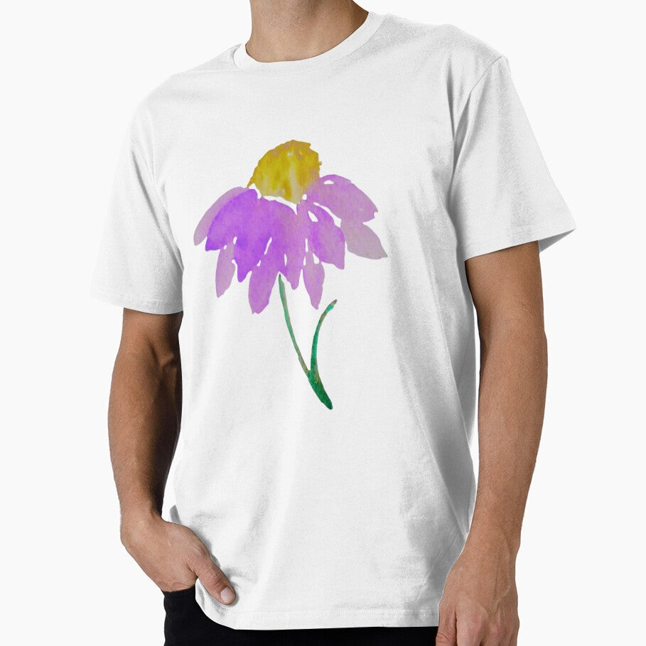 Soft Watercolor Purple Flower | Minimal Botanical Illustration by MysticPurpleHue T-Shirts, Hoodie, Sweatshirt (Image 1)